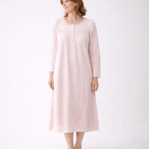 Camicia da Notte Donna Lunga Linclalor in Cotone con Raglan Manica Lunga