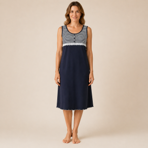 Camicia da notte donna a spalla larga Julie in puro cotone