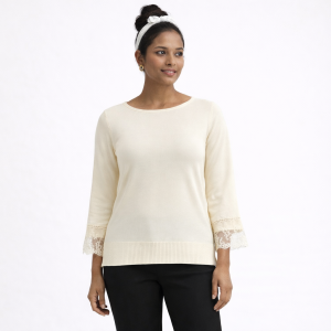 Maglia donna viscosa Evoe manica 3/4 con pizzo