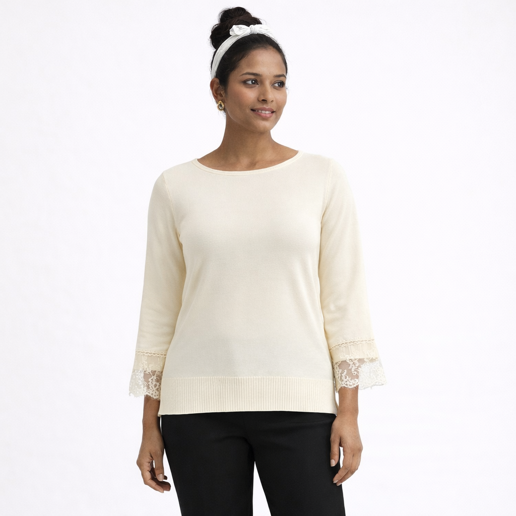 Maglia donna viscosa Evoe manica 3/4 con pizzo