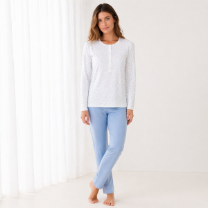 Pigiama donna lungo Linclalor in puro cotone art. 75416