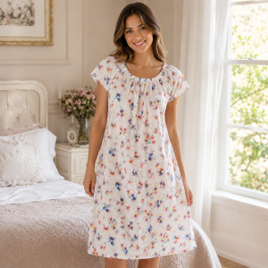 Camicia da Notte Donna Prima Rosa in Cotone Sangallo