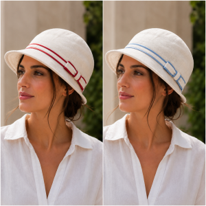 Cappello donna BAO Hats in puro lino con falda piccola