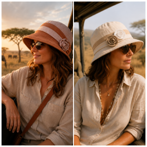 Cappello donna BAO Hats in puro lino con falda di media larghezza